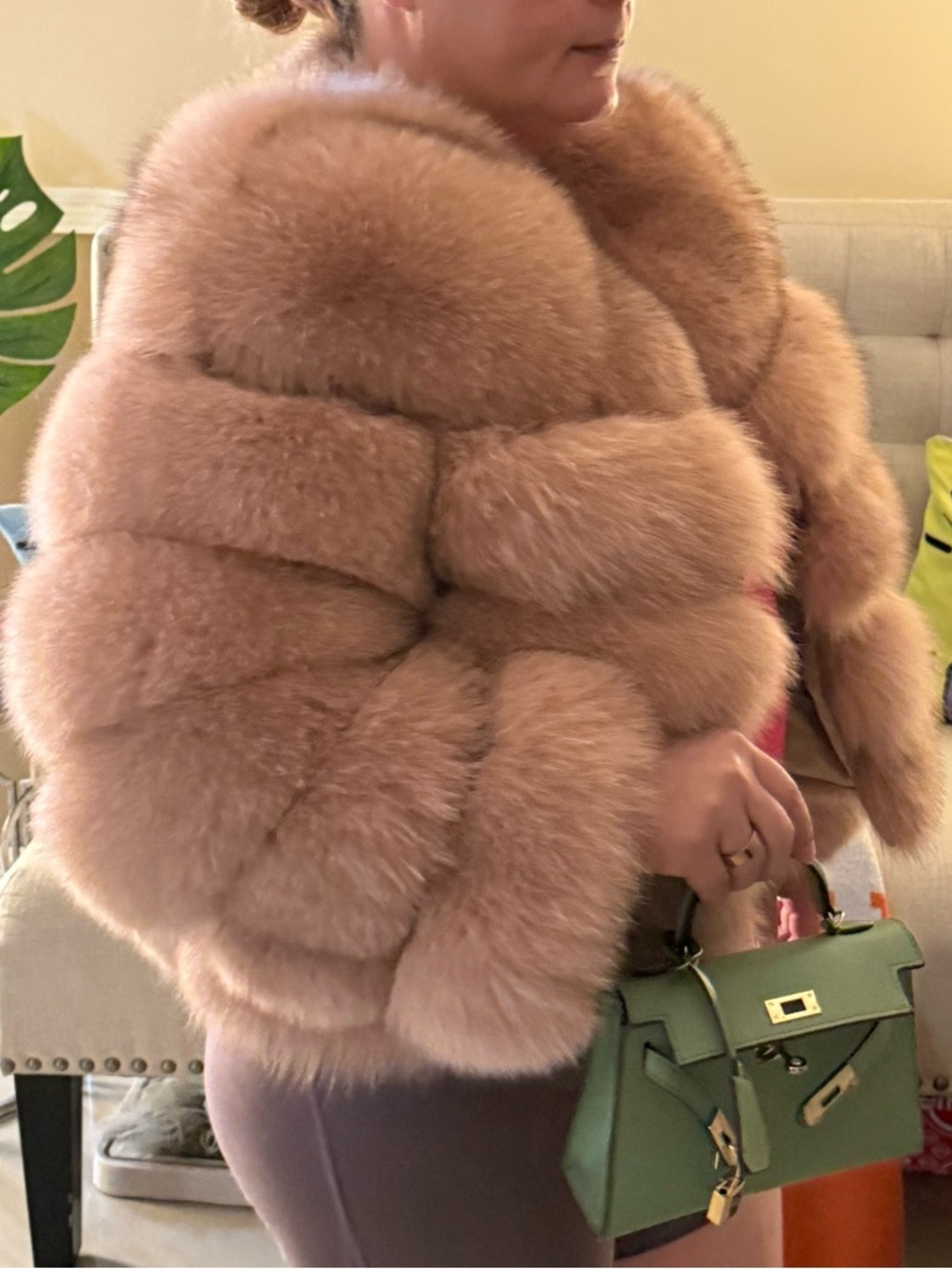 Elegant Pink Fox Fur Jacket